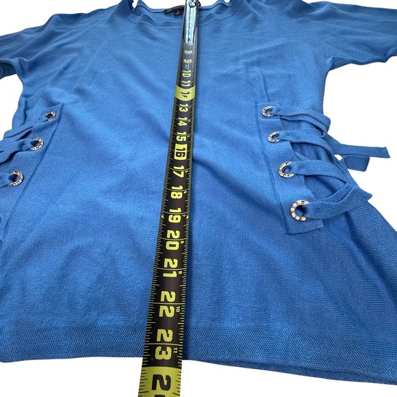 INC International Concepts Blue Lace Up Side Sweater Women Size M - Picture 8 of 8